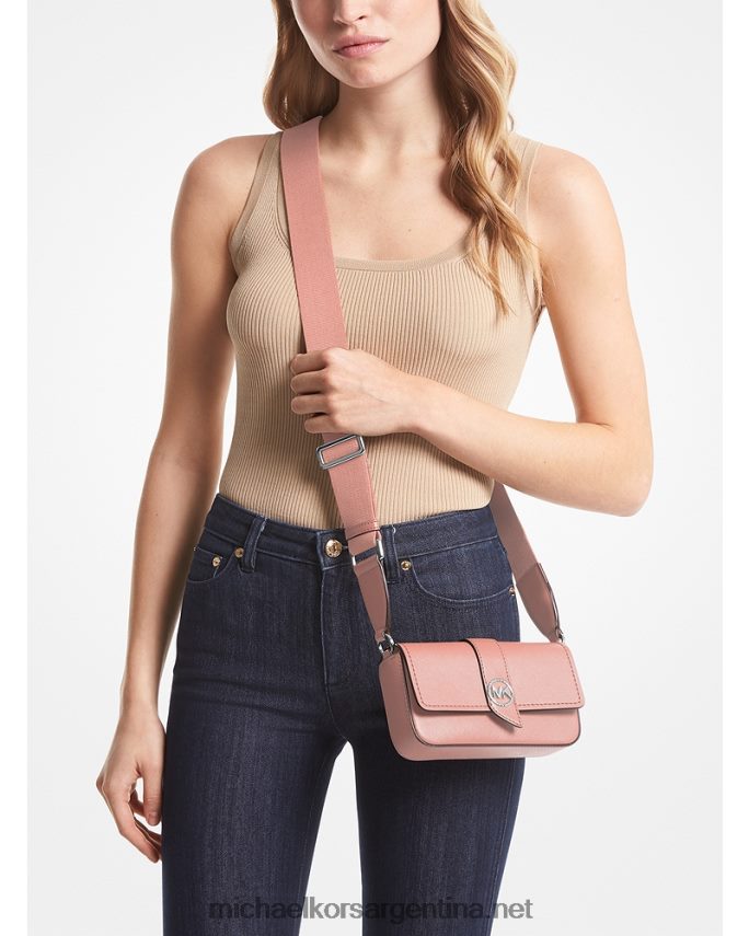 mujer rosa bandolera greenwich extrapequeña de piel saffiano Michael Kors T46HB0845