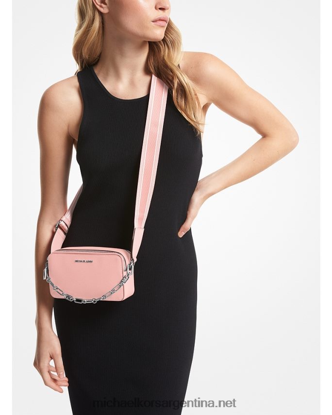 mujer rosa bolso cámara jet set pequeño de piel granulada con cremallera doble Michael Kors T46HB0741