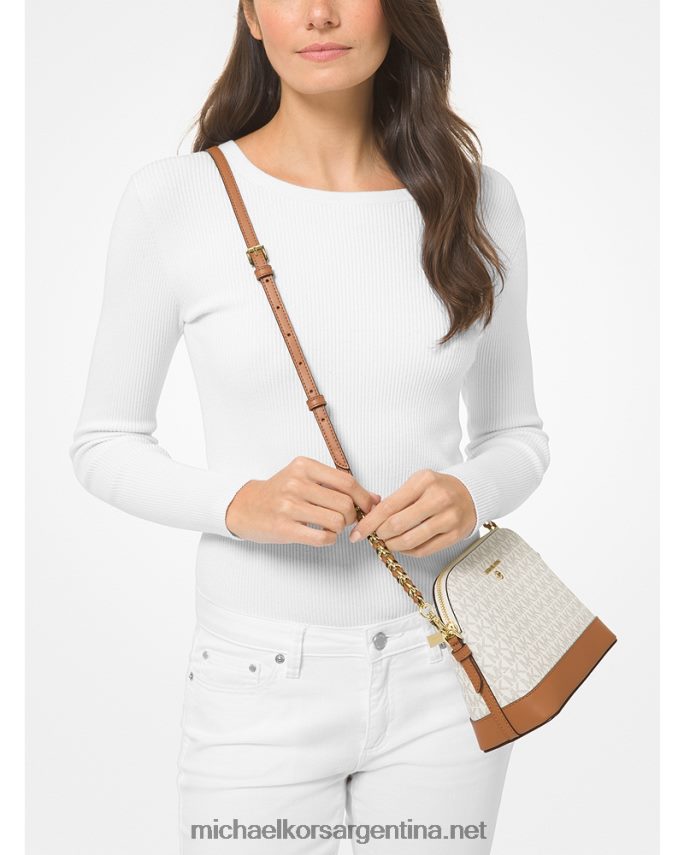 mujer vainilla/bellota bandolera grande con cúpula del logo Michael Kors T46HB0935