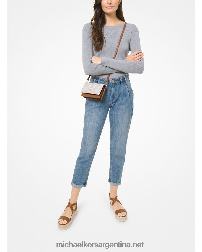 mujer vainilla/bellota bolsa crossbody convertible jet set pequeña con logo Michael Kors T46HB0757