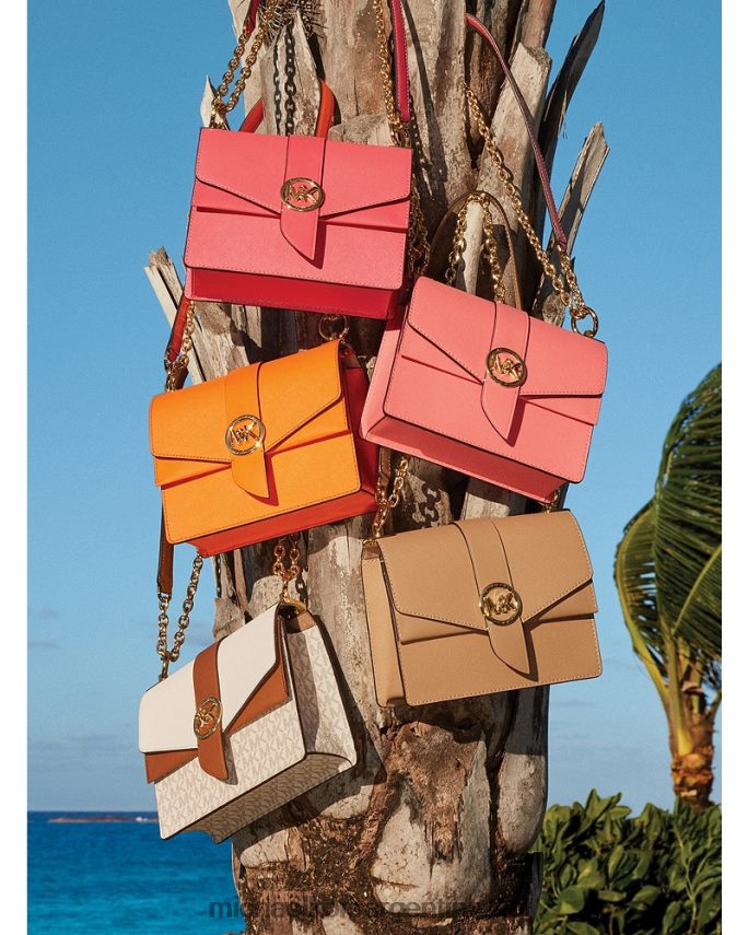 mujer vainilla/bellota bolsa crossbody greenwich pequeña con bloque de color y piel saffiano Michael Kors T46HB0939