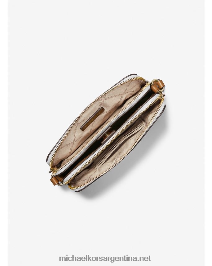 mujer vainilla/bellota bolso cámara jet set pequeño con doble cremallera y logo Michael Kors T46HB0713