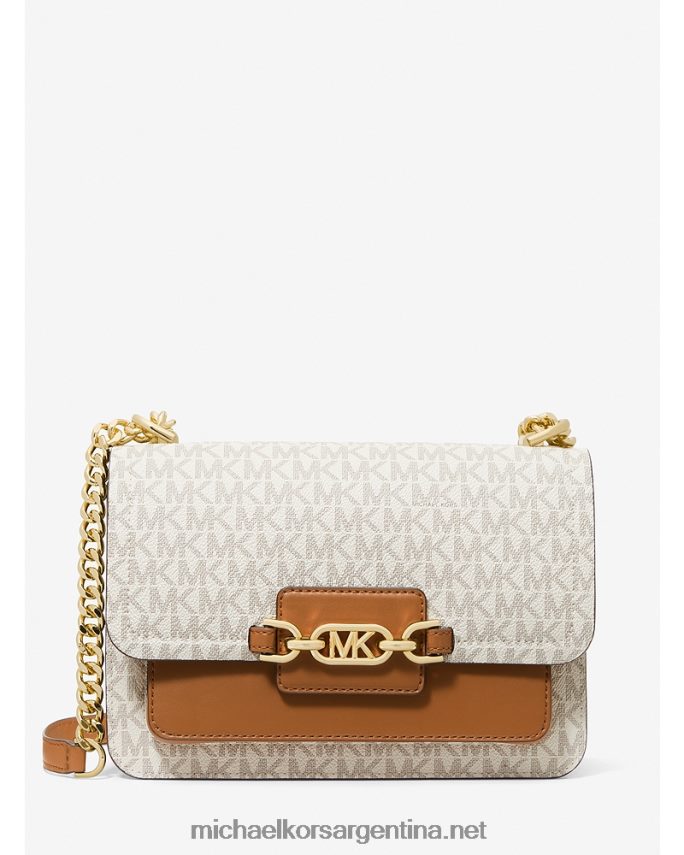 mujer vainilla/bellota bolso de hombro jaspeado con logo grande Michael Kors T46HB0837