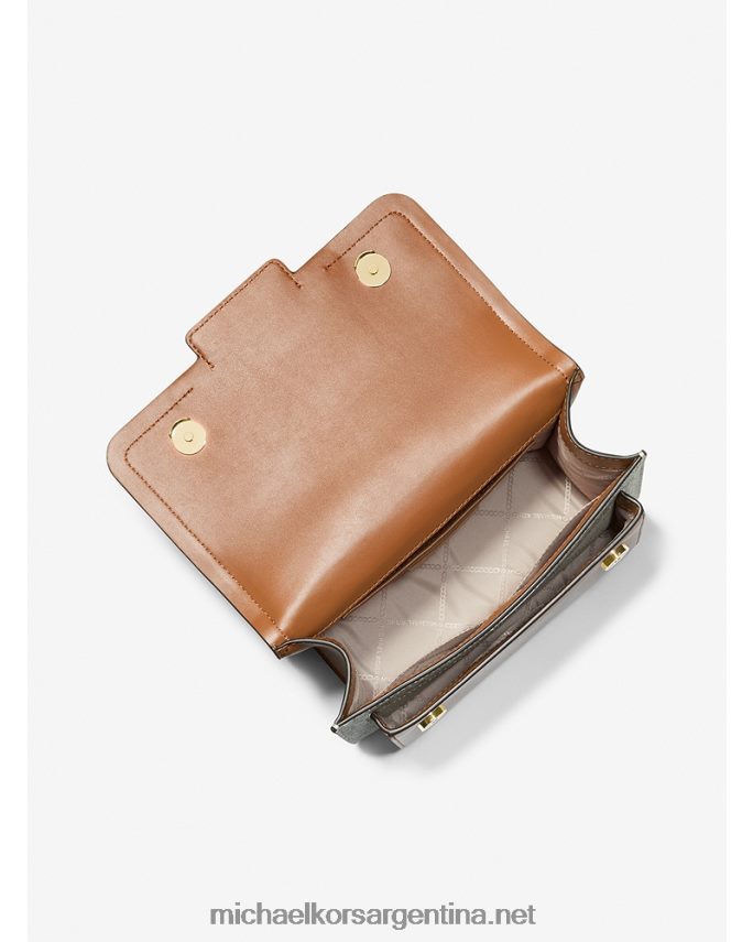 mujer vainilla/bellota bolso de hombro jaspeado con logo grande Michael Kors T46HB0837