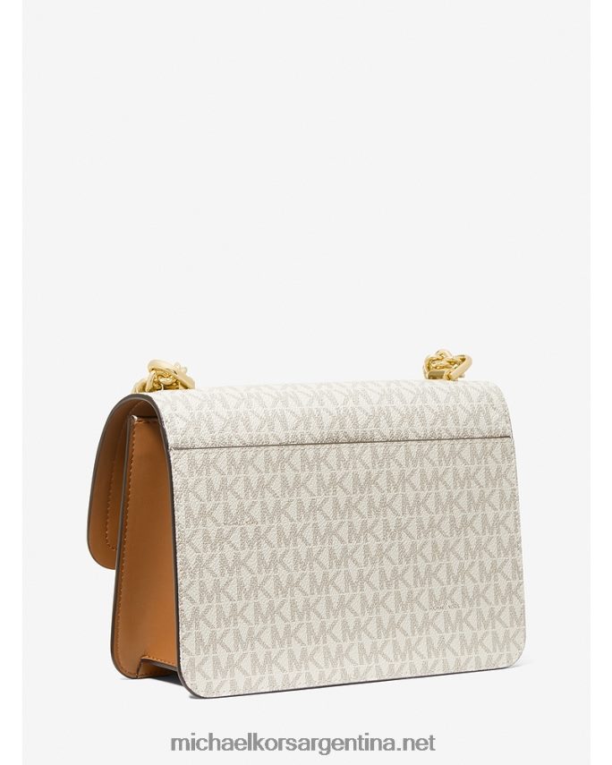 mujer vainilla/bellota bolso de hombro jaspeado con logo grande Michael Kors T46HB0837