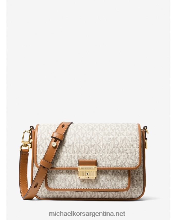 mujer vainilla/bellota bolso messenger bradshaw mediano con logo y piel Michael Kors T46HB0969