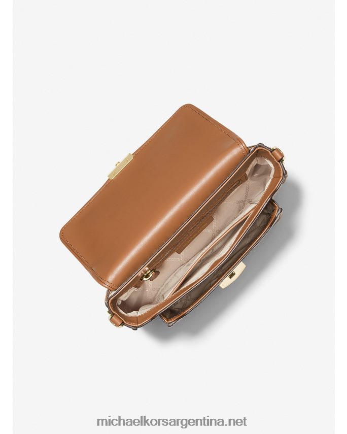 mujer vainilla/bellota bolso messenger bradshaw mediano con logo y piel Michael Kors T46HB0969