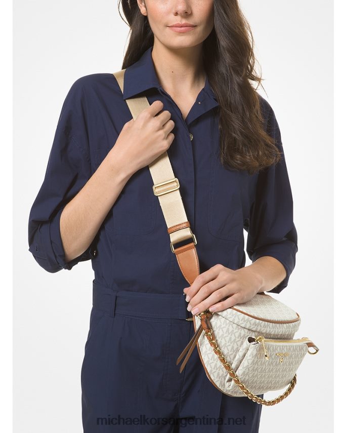 mujer vainilla/bellota riñonera slater mediana con logo Michael Kors T46HB0960