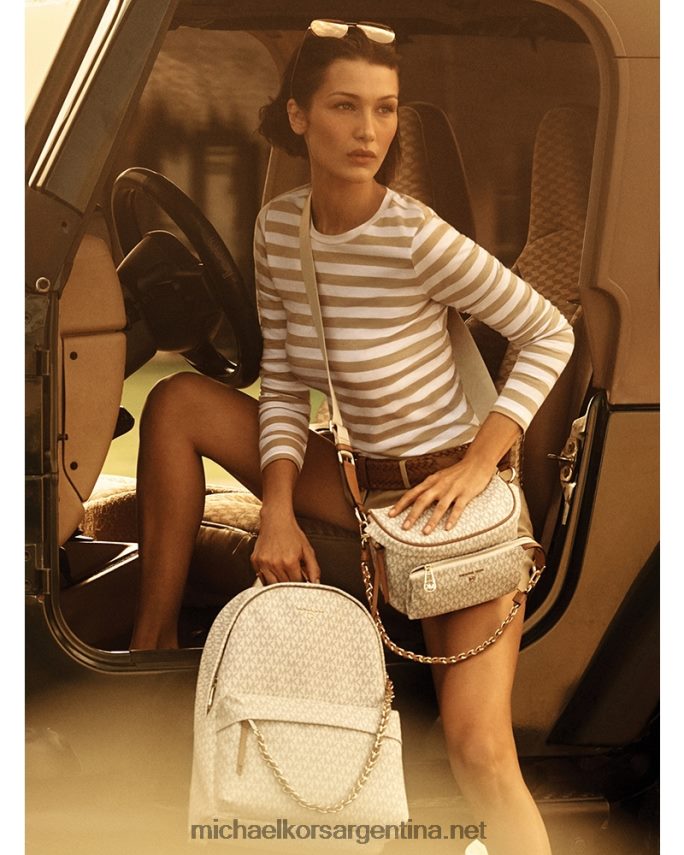 mujer vainilla/bellota riñonera slater mediana con logo Michael Kors T46HB0960