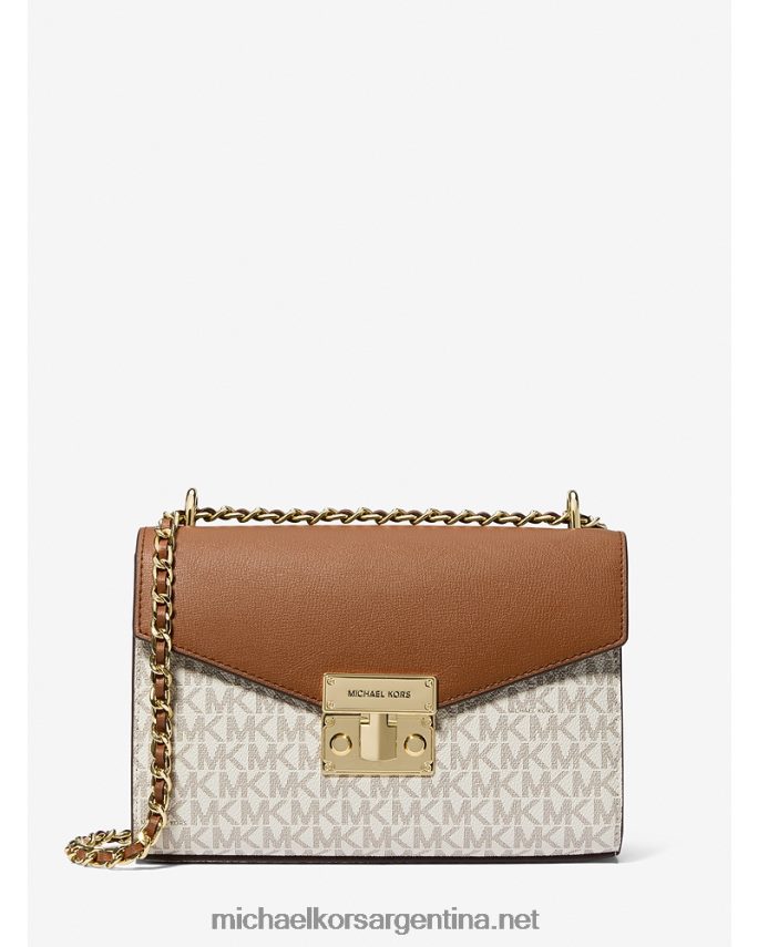 mujer vainilla bolso de hombro rosa mediano con logo y piel sintética Michael Kors T46HB0778