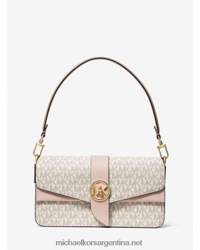 mujer vainilla/rosa suave bolsa de hombro Greenwich mediana con logo Michael Kors T46HB0930