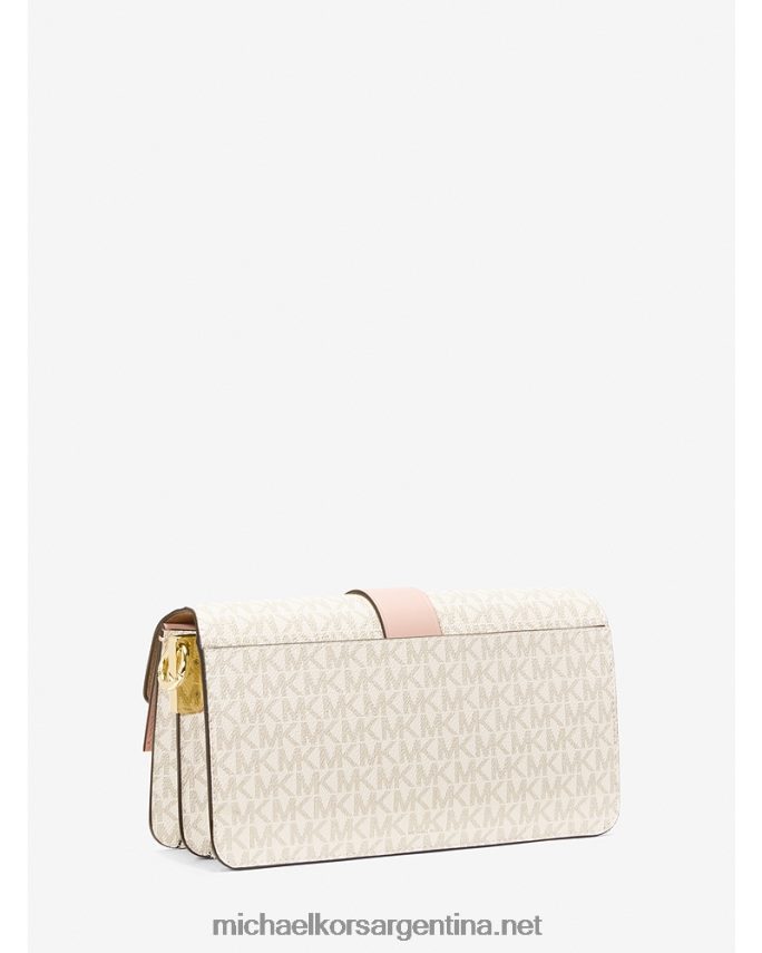 mujer vainilla/rosa suave bolsa de hombro Greenwich mediana con logo Michael Kors T46HB0930