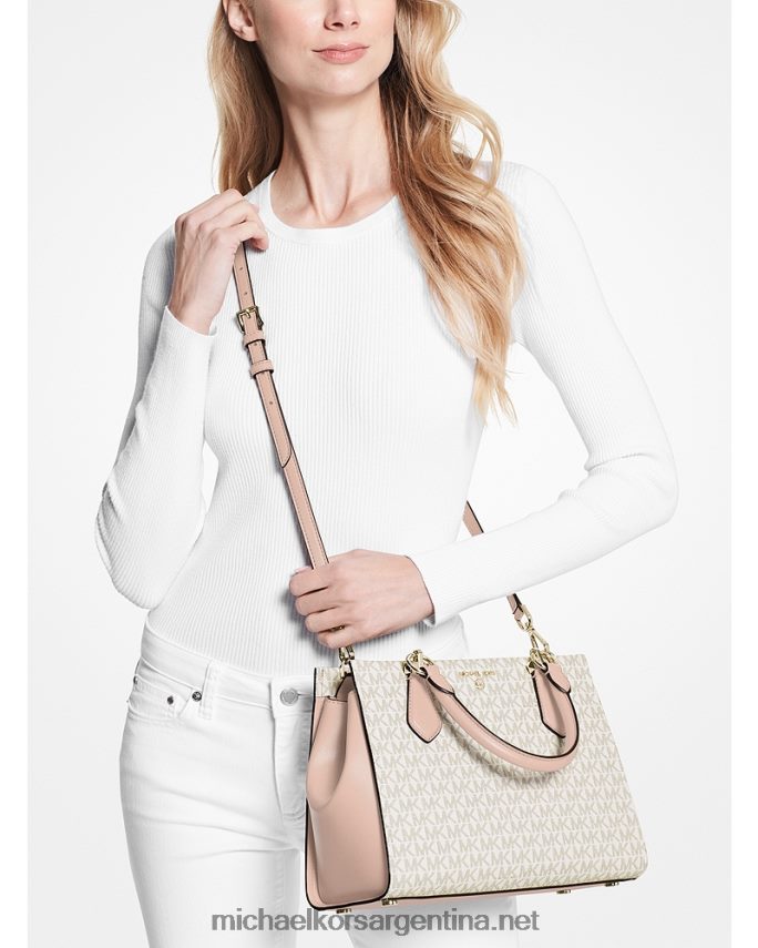 mujer vainilla/rosa suave bolso satchel marilyn mediano con logo Michael Kors T46HB0899