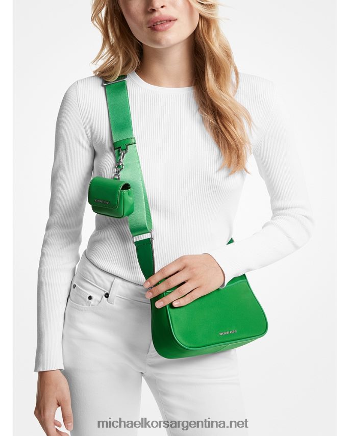 mujer verde palmera bolso bandolera mediano jet set de gabardina de nailon con funda para apple airpods pro Michael Kors T46HB0726