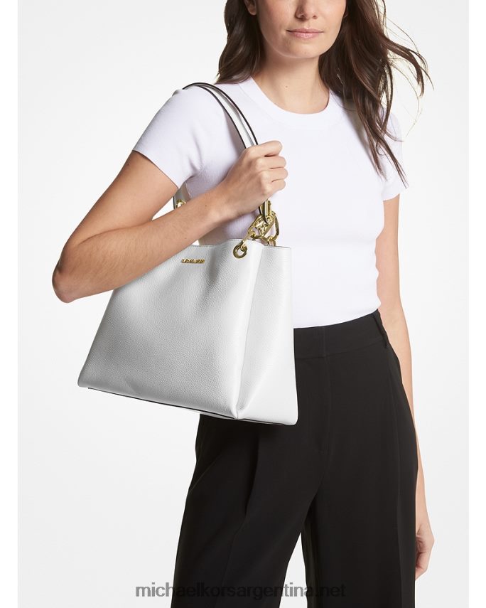 mujer Blanco óptico bolso de hombro trisha grande de piel granulada Michael Kors T46HB01318