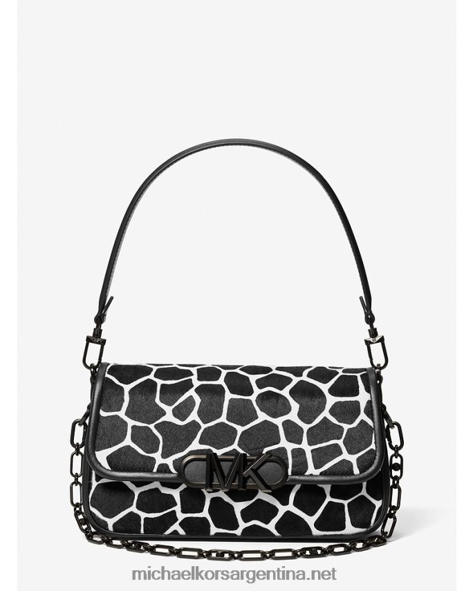 mujer blanco negro bolso de hombro parker mediano de pelo de becerro con estampado animal Michael Kors T46HB01324