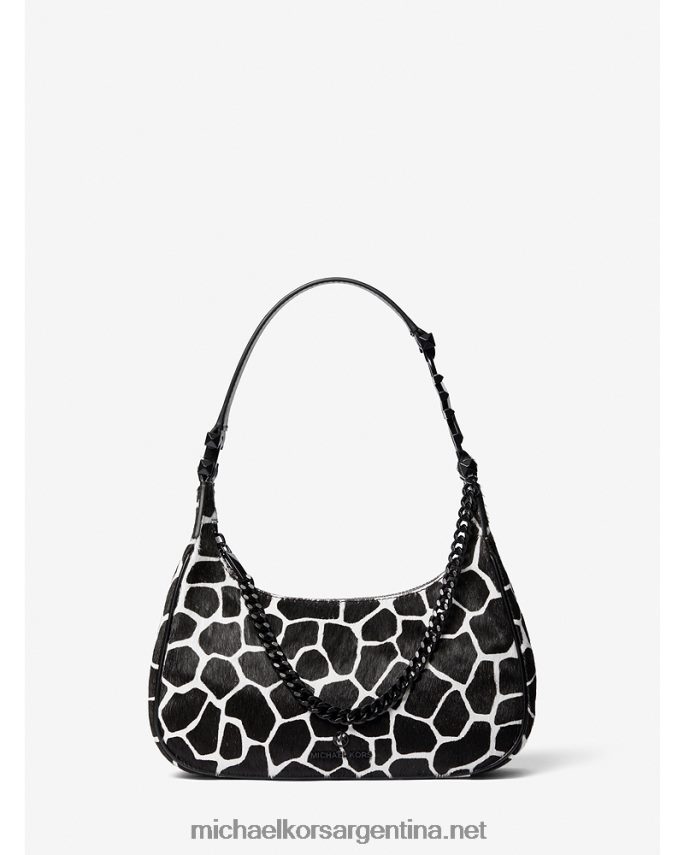 mujer blanco negro bolso de hombro piper small animal print de pelo de becerro Michael Kors T46HB01311