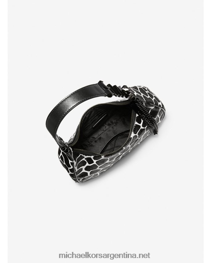 mujer blanco negro bolso de hombro piper small animal print de pelo de becerro Michael Kors T46HB01311