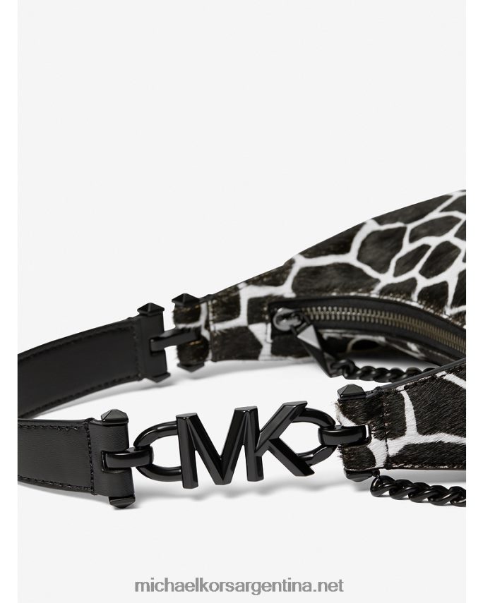 mujer blanco negro bolso de hombro piper small animal print de pelo de becerro Michael Kors T46HB01311