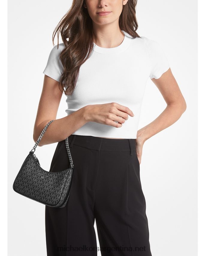 mujer blanco negro bolso de mano pequeño con logo Michael Kors T46HB01343