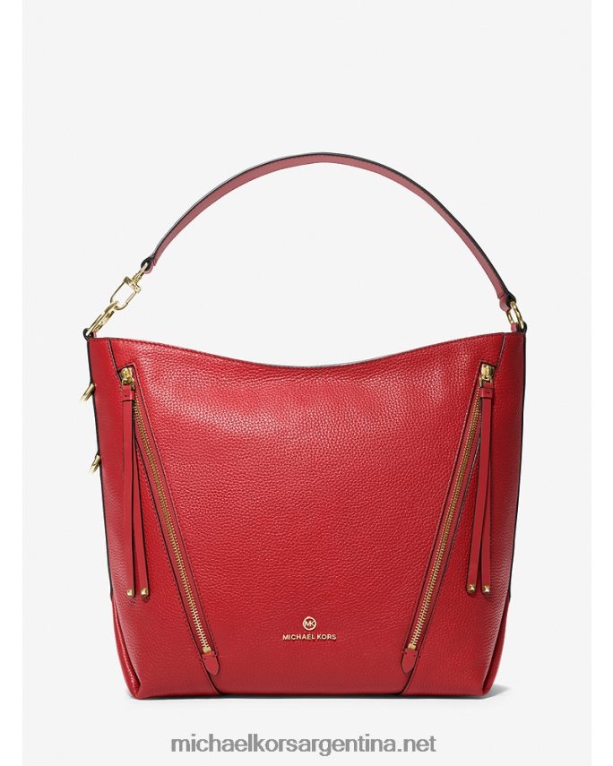 mujer carmesí bolso de hombro brooklyn grande de piel granulada Michael Kors T46HB01387