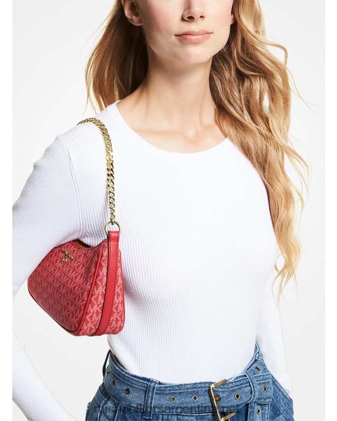 mujer carmesí bolso de mano pequeño con logo Michael Kors T46HB01357