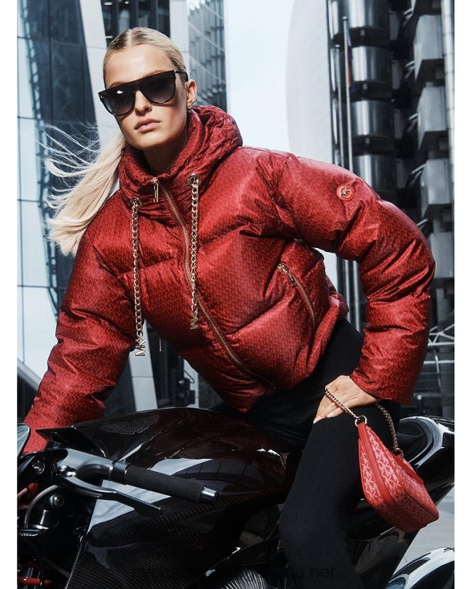 mujer carmesí bolso de mano pequeño con logo Michael Kors T46HB01357