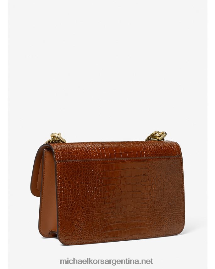 mujer castaña bolso de hombro heather grande con tachuelas de piel de cocodrilo en relieve Michael Kors T46HB01306