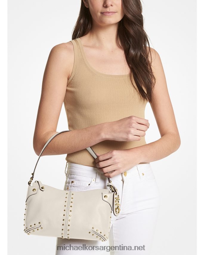 mujer es crema bolso de hombro astor grande de piel con tachuelas Michael Kors T46HB01290