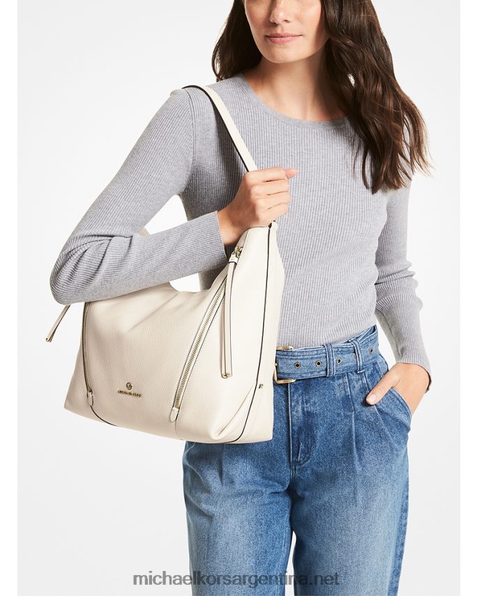 mujer es crema bolso de hombro brooklyn grande de piel granulada Michael Kors T46HB01379
