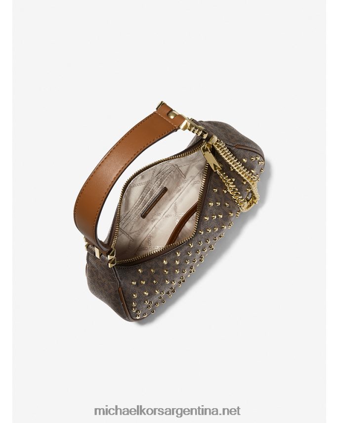 mujer marrón/bellota bolsa de hombro Piper pequeña con logo y tachuelas Michael Kors T46HB01359