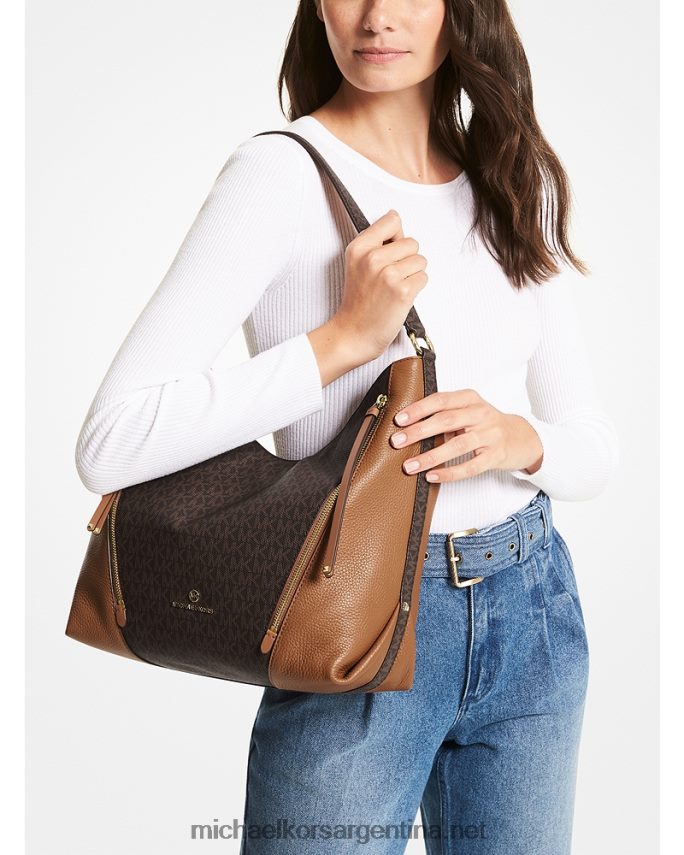 mujer marrón/bellota bolso de hombro brooklyn grande con logo Michael Kors T46HB01382