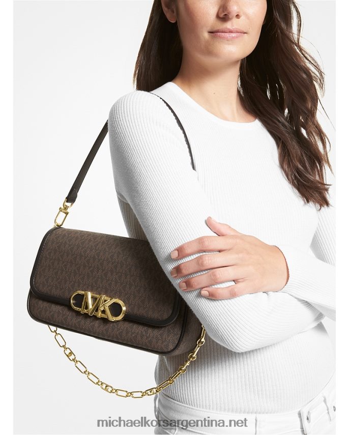 mujer marrón/negro bolsa de hombro Parker mediana con logo Michael Kors T46HB01322