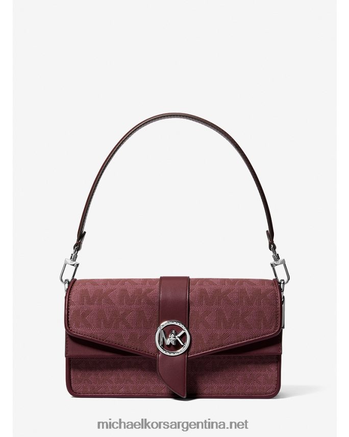 mujer merlot bolsa de hombro Greenwich mediana en jacquard con logo Michael Kors T46HB01330