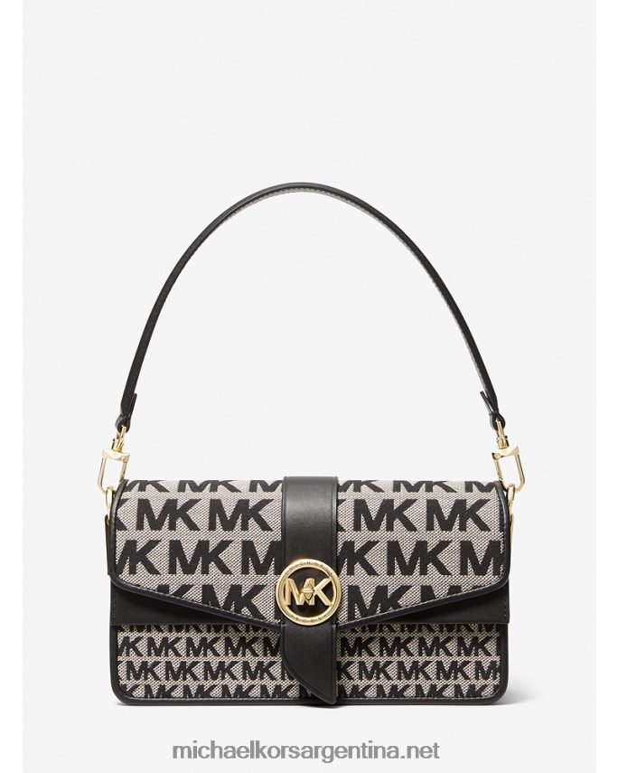 mujer natural/negro bolsa de hombro Greenwich mediana en jacquard con logo Michael Kors T46HB01329