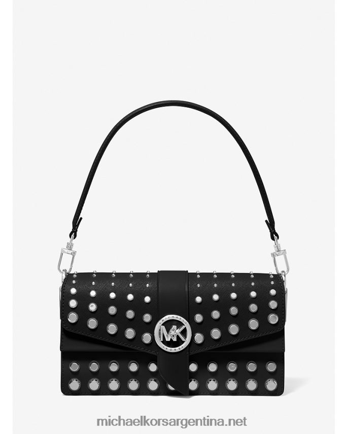 mujer negro bolsa de hombro Greenwich mediana de piel saffiano con tachuelas Michael Kors T46HB01339