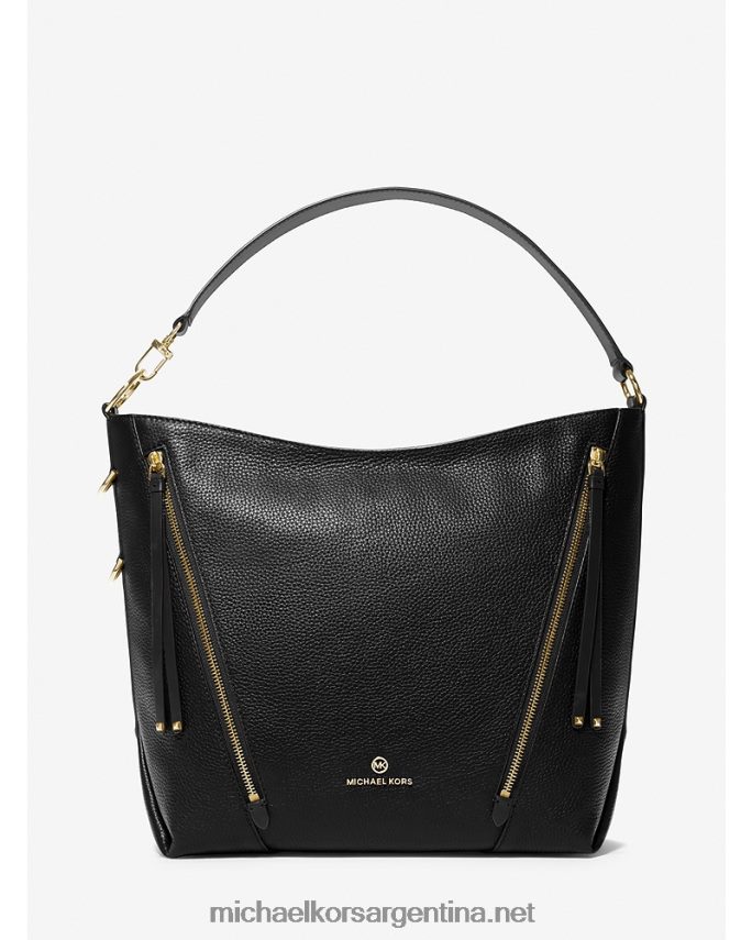 mujer negro bolso de hombro brooklyn grande de piel granulada Michael Kors T46HB01391