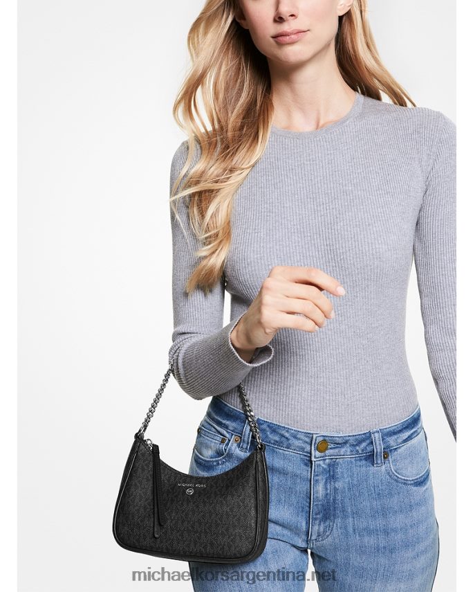 mujer negro bolso de mano pequeño con logo Michael Kors T46HB01355