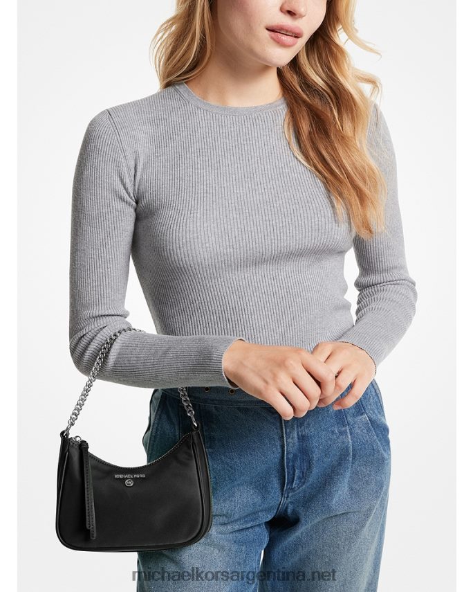 mujer negro bolso de mano pequeño en gabardina de nailon con dije jet set Michael Kors T46HB01348