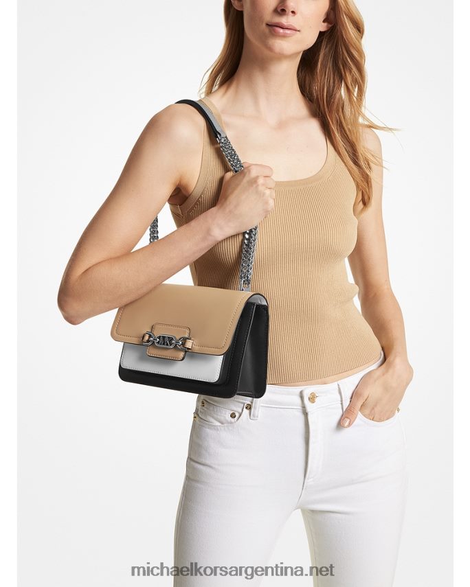 mujer negro/camello bolso de hombro heather grande con diseño colour block Michael Kors T46HB01295