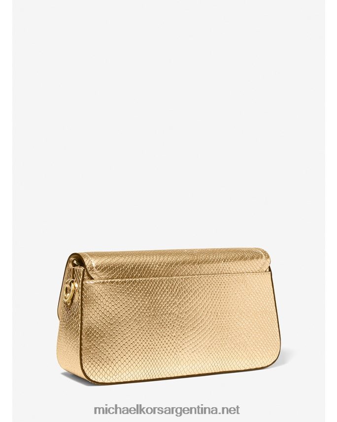 mujer oro pálido bolso de hombro parker mediano de piel metalizada con grabado de serpiente Michael Kors T46HB01369