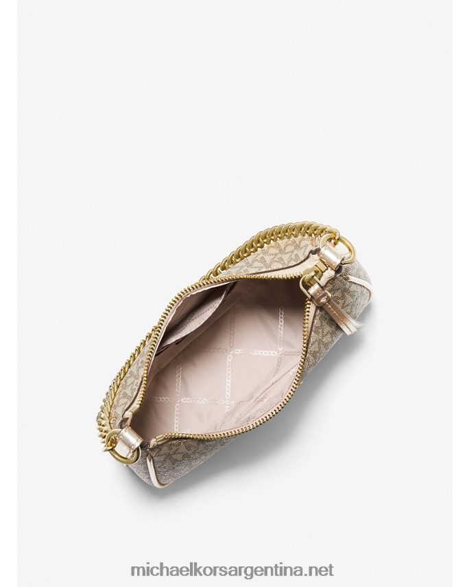 mujer oro pálido bolso de mano pequeño con logo metalizado y dije jet set Michael Kors T46HB01363