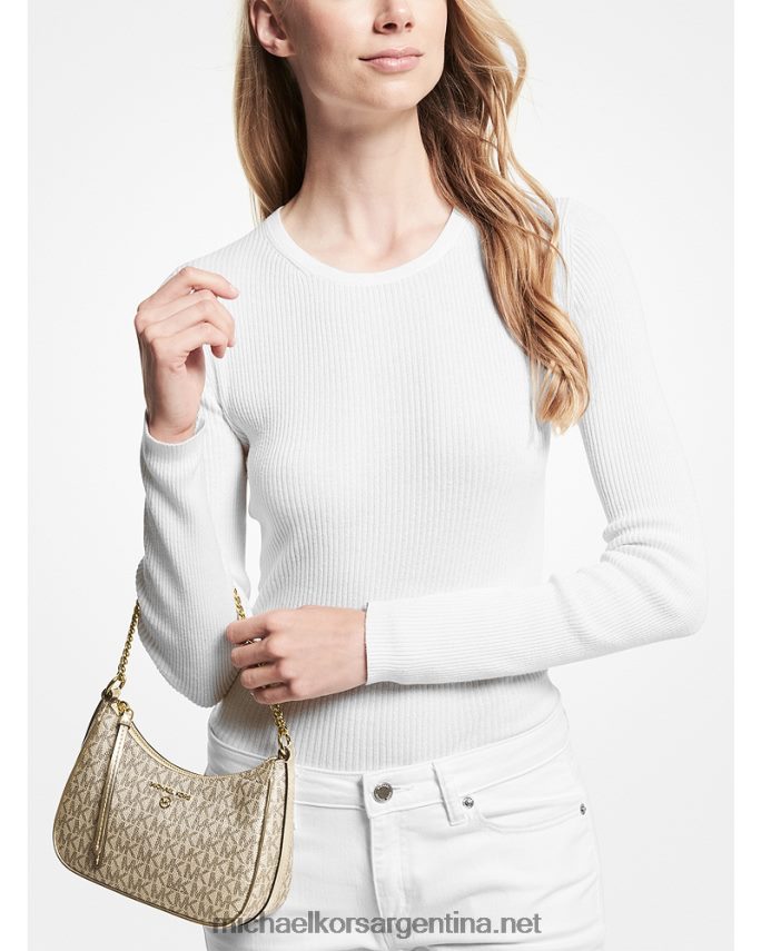 mujer oro pálido bolso de mano pequeño con logo metalizado y dije jet set Michael Kors T46HB01363