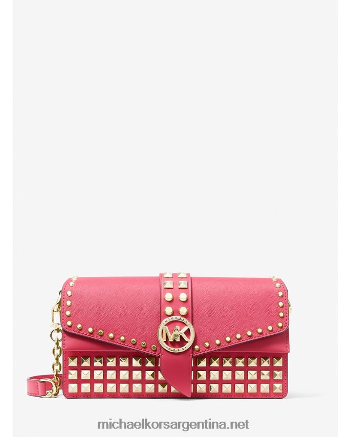 mujer rojo rubí bolsa de hombro Greenwich mediana de piel saffiano con tachuelas Michael Kors T46HB01385