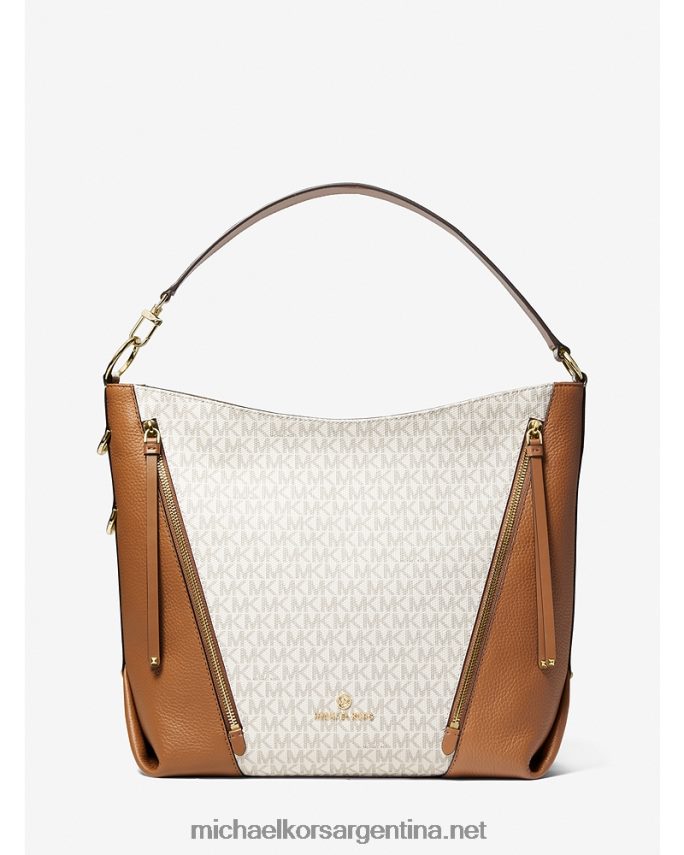 mujer vainilla/bellota bolso de hombro brooklyn grande con logo Michael Kors T46HB01384