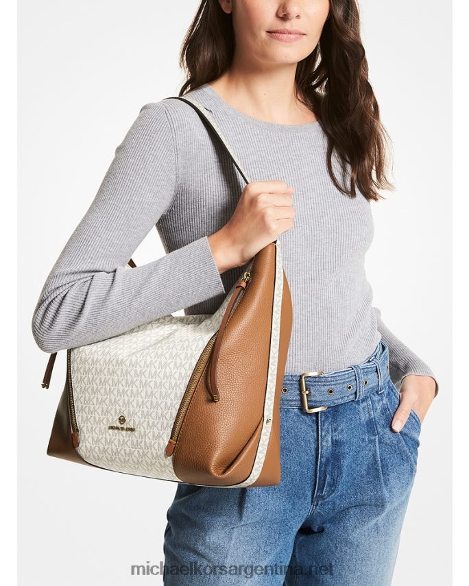 mujer vainilla/bellota bolso de hombro brooklyn grande con logo Michael Kors T46HB01384