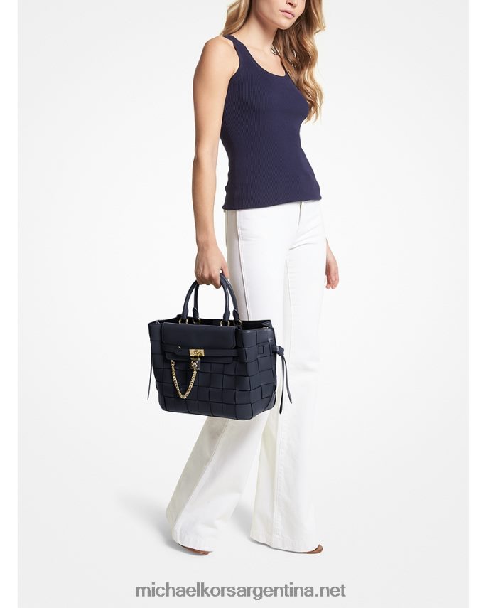 mujer Armada bolso satchel hamilton legacy grande de piel entretejida con cinturón Michael Kors T46HB01401