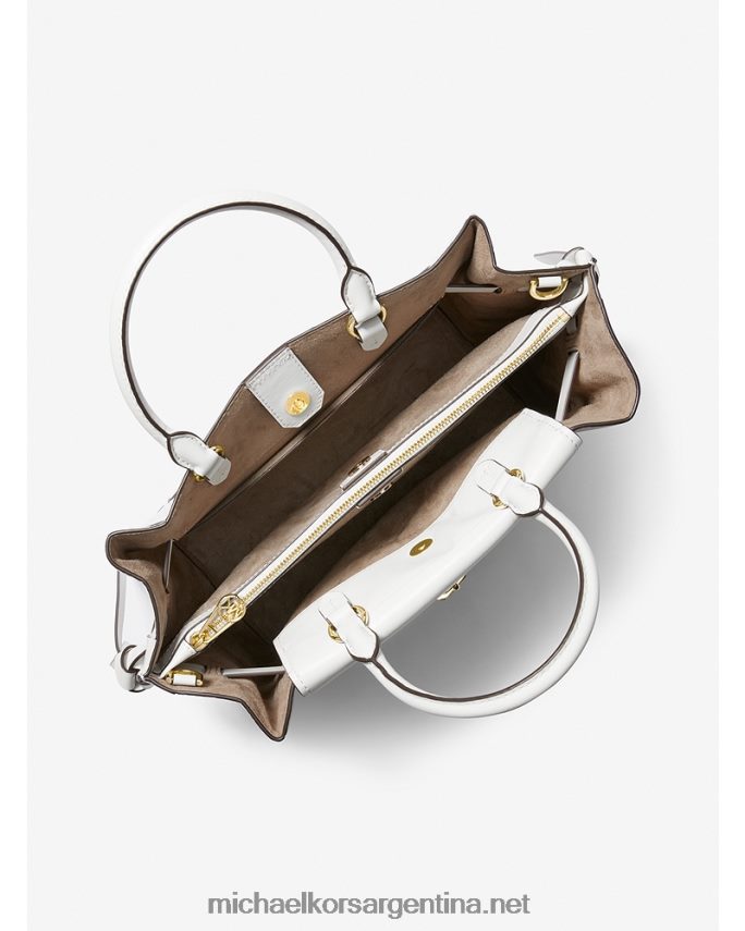 mujer Blanco óptico bolso satchel hamilton legacy grande de piel entretejida con cinturón Michael Kors T46HB01405