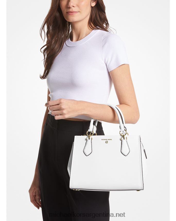 mujer Blanco óptico bolso satchel marilyn mediano de piel saffiano Michael Kors T46HB01397