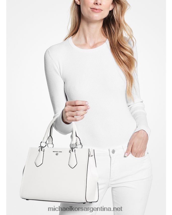 mujer Blanco óptico bolso satchel marilyn mediano de piel saffiano Michael Kors T46HB01419